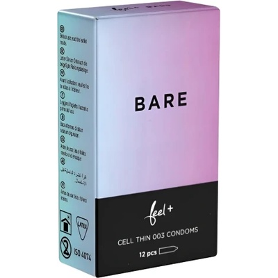 Feel 12 бр. Ултра тънки презервативи Feel Bare 0.03 мм