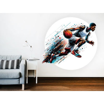 Nalepte.cz Basketbalista 01 textilní prelepiteľná nálepka na stenu list 45 x 42 cm