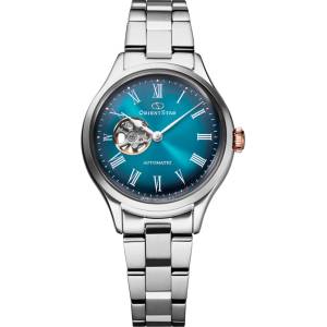 Orient Дамски Автоматичен Часовник Orient Star RE-ND0024E Limited Edition Classic Semi Skeleton със Зелено-Син Циферблат и Стоманена Верижка Часовници