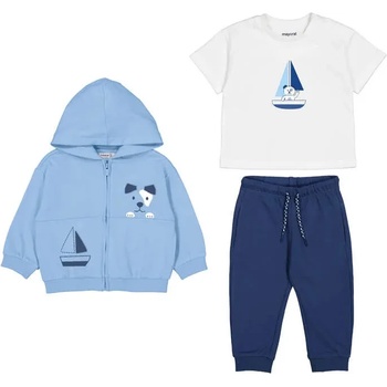 Mayoral Анцуг play с бяла тениска, суичър в светлосиньо и тъмносин панталон за бебе момче Mayoral