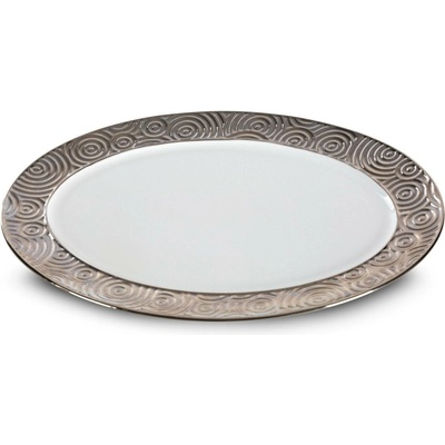EUROFIRANY DEKORAČNÍ TALÍŘ ALTEA 34 x 25 x 3 cm STŘÍBRNÁ