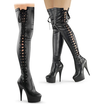 Image 1 of Pleaser USA Pleaser Delight-3050 Blk Str Faux Leather/Blk Matte 37