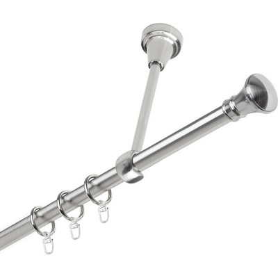 OK-GarnýžeCZ Garnýž kovová jednořadá 19mm Koloseo nerez 250 cm do stropu / kroužky s háčkem