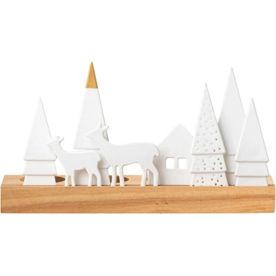 räder Vánoční dekorace / svícen Forest, bílá barva, dřevo, porcelán