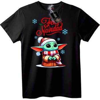 NOONEBRAND Тениска Baby Yoda Коледа - L, Black