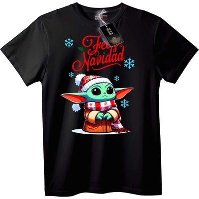 NOONEBRAND Тениска Baby Yoda Коледа - L, Black