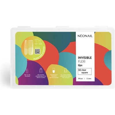 Neonail flex nech špičky na predĺž nechtov Invisible Flexi Tips 02 Clear Square 300 ks
