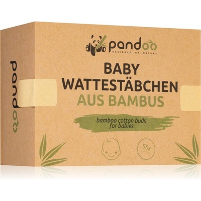 Pandoo Bambusové dětské Vatové tyčinky do uší s bio bavlnou 55 ks – Zbozi.Blesk.cz