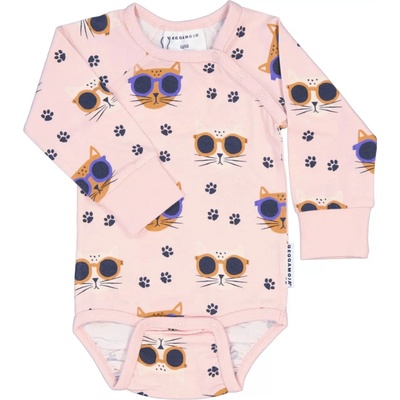 Bambusové body detské s dlhým rukávom ružové Pink Cool Cats Geggamoja