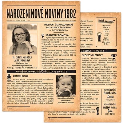 Noviny k narozeninám 1982 - jednostranné až čtyřstranné