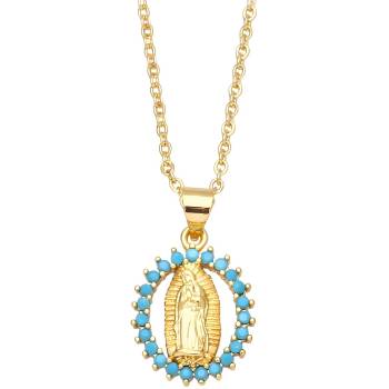 HARAHU Колие Медальон Дева Мария - Златна / Синя kp38854 (38854)