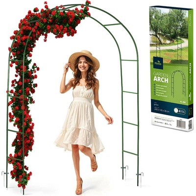 Plonos™ Záhradná oblúková pergola 240 cm – tmavozelená, oceľ s práškovým lakom