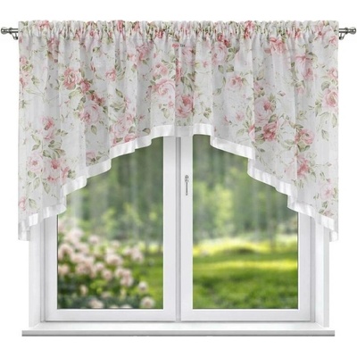 BytoTex Dekorační krátká záclona s květinami L 924, 300x140 cm