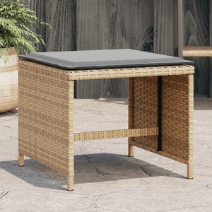 vidaXL Външни табуретки с възглавници 4 бр бежови 41x41x36см полиратан (365047)