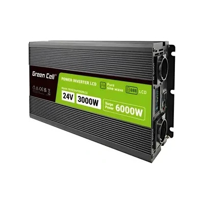 Green Cell Инвертор green cell, 24/220v, dc/ac, 3000w/6000w, чиста синусоида (gc-inv-24v-3000w-p3000lcd)