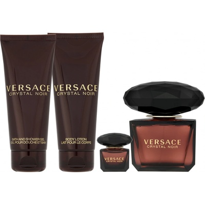 Versace Crystal Noir EDT 90 ml + EDT 5 ml + sprchový gel 100 ml + tělové mléko 100 ml dárková sada