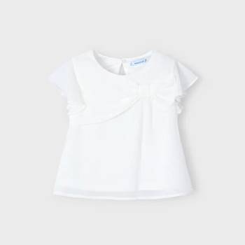 MAYORAL Блуза бархет панделка в мръсно бял за мини момиче Майорал