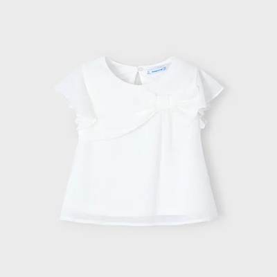 MAYORAL Блуза бархет панделка в мръсно бял за мини момиче Майорал