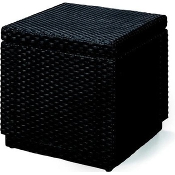 Allibert Polyratanový taburet s poduškou CUBE hnědá