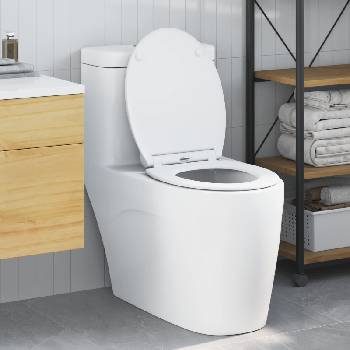 vidaXL Тоалетна седалка Бяло 45, 5 x 37, 5 x 3, 8 см Дуропласт (42002365)