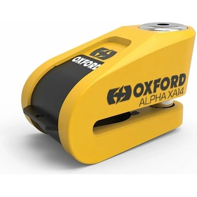 OXFORD zámek kotoučové brzdy Alpha Alarm XA14 (integrovaný alarm, žlutý/černý, průměr čepu 14 mm)