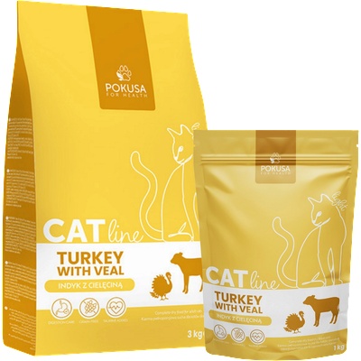 POKUSA POKUSA - храна за възрастни котки с телешко и пуешко, 1 кг, 3 кг - Полша (PO_2TrDc-1)