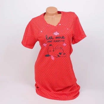 Image 1 of Нощница за кърмачки в червено с точки и апликация
