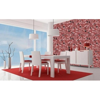 DIMEX ART s. r. o Луксозна флизелинова тапета червен флорален пачуърк