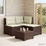 vidaXL Пейка за градина с Cushions във вид на ратан 3-местен ПП Кафяво (8011908)