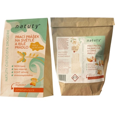 Natuty prací prášek na světlé a bílé prádlo 1 kg + na barevné a černé prádlo 1 kg