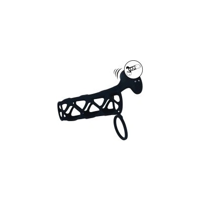 SHOTS TOYS Вибрираща клетка - силиконов пенис ръкав и пръстен за тестиси - черен (p26197)