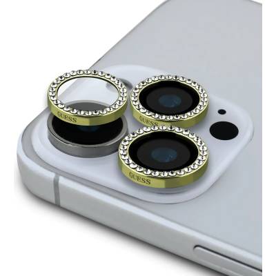 GUESS стъкло за обектив с кристали за iPhone 16 Pro / 16 Pro Max златист (GUCL163SGGD)