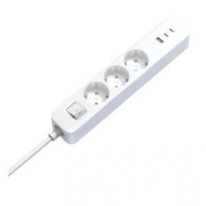 Xiaomi Разклонител Xiaomi Power Strip 2C1A, 3 AC контакта, 2 x USB, 1 Type-C, 1.4 метра кабел, Бял (XMCXB01EU)
