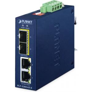 PLANET IP40 Compact size 2-Port 100/1000X SFP + 2-Port 10/100/1000T Media Converter мрежов медиен конвертор 1000 Мбит/с Син (IGT-2205AT-E)