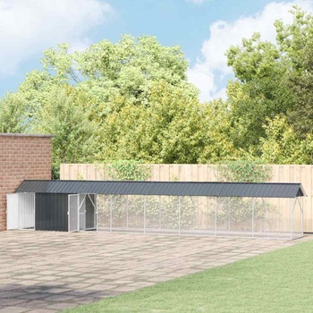 vidaXL Клетка за птици със съхранение Антрацит 844 x 103 x 142 см (3325147)