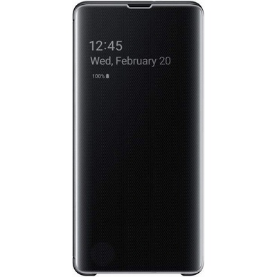 Samsung Clear View Cover EF-ZG975CB - оригинален кейс, през който виждате информация от дисплея за Samsung Galaxy S10 Plus (черен)