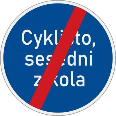 Dopravní značka C14b Konec jiného příkazu - Cyklisto sesedni z kola