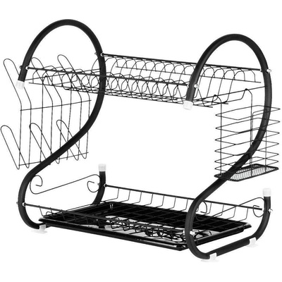 ORION Метален сушилник за съдове на 2 нива, черен 52x24.5x38 (1153)