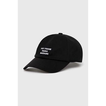 Drôle de Monsieur Памучна шапка с козирка Drôle de Monsieur La Casquette Slogan в черно с апликация PERM-CP151-CO138-BL (PERM.CP151.CO138.BL)