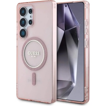 GUESS Калъф Guess Glitter Circle Classic Logo MagSafe за Samsung Galaxy S25 Ultra Pink