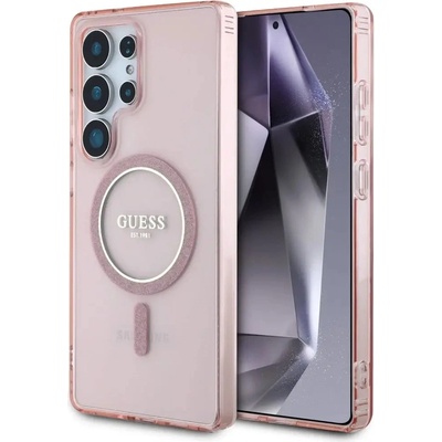 GUESS Калъф Guess Glitter Circle Classic Logo MagSafe за Samsung Galaxy S25 Ultra Pink