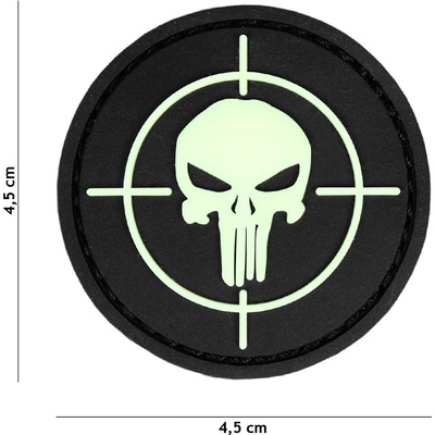Gumová nášivka 101 Inc Punisher Sight - svietiací