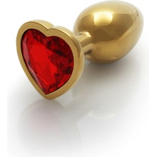 Heart Gem Butt Plug Small Gold/Ruby Red