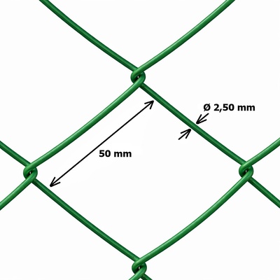 Pletivo štvorhranné, oko 50 mm, drôt 2,5 mm, výška 150 cm, 25 m, machová zelená