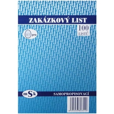MSK 351 Zakázkový list A5 propisující