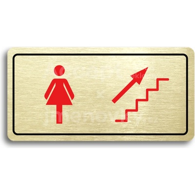 ACCEPT Piktogram WC ŽENY VPRAVO NAHORU - zlatá tabulka - barevný tisk