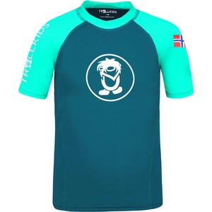 Trollkids Детска плажна тениска от ликра Trollkids Kid's Kvalvika T Sport shirt - Dark Mint / Petrol - размер 104 (EU) (704-1803-0113)