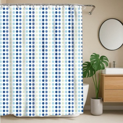 Kúpeľňový záves PVC ZPE5, rozmer 180x180cm, bodky modro-biele, IMPOL TRADE