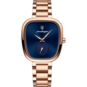 Poedagar Дамски часовник Poedagar CS1896, неръждаема стомана, розово злато, син циферблат (CS1896)