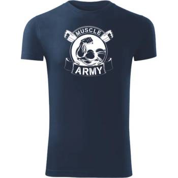 DRAGOWA Фитнес тениска с къс ръкав Muscle Army Original, синя, 180 г/м2 (4190)